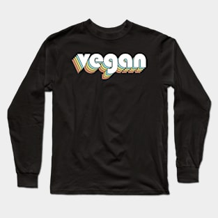 Vegan - Retro Rainbow Typography Faded Style Long Sleeve T-Shirt